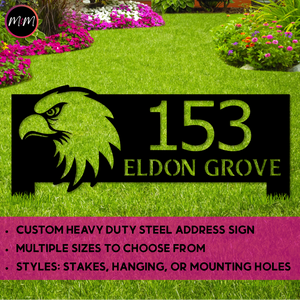 Custom Eagle Address Sign - 14 gauge heavy duty Steel