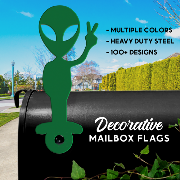 Alien of Peace Mailbox Flag - Decorative Mailbox Decor - Metal Mailbox Decoration - Decor Gift