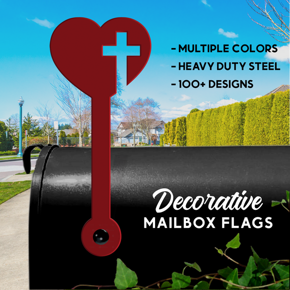 Cross Heart Mailbox Flag - Decorative Mailbox Decor - Christian Yard Decor -Metal Mailbox Decoration - Decor Gift