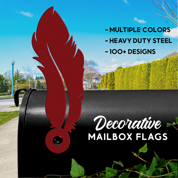Feather Mailbox Flag - Decorative Mailbox Decor - Metal Mailbox Decoration