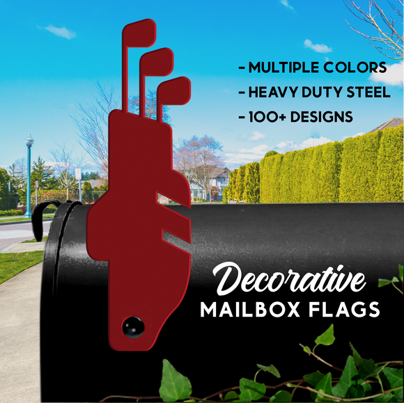 Golf Clubs Mailbox Flag - Decorative Mailbox Decor - Metal Mailbox Decoration - Decor Gift
