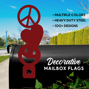Peace, Love, & Happiness Mailbox Flag - Decorative Mailbox Decor - Metal Mailbox Decoration - Decor Gift